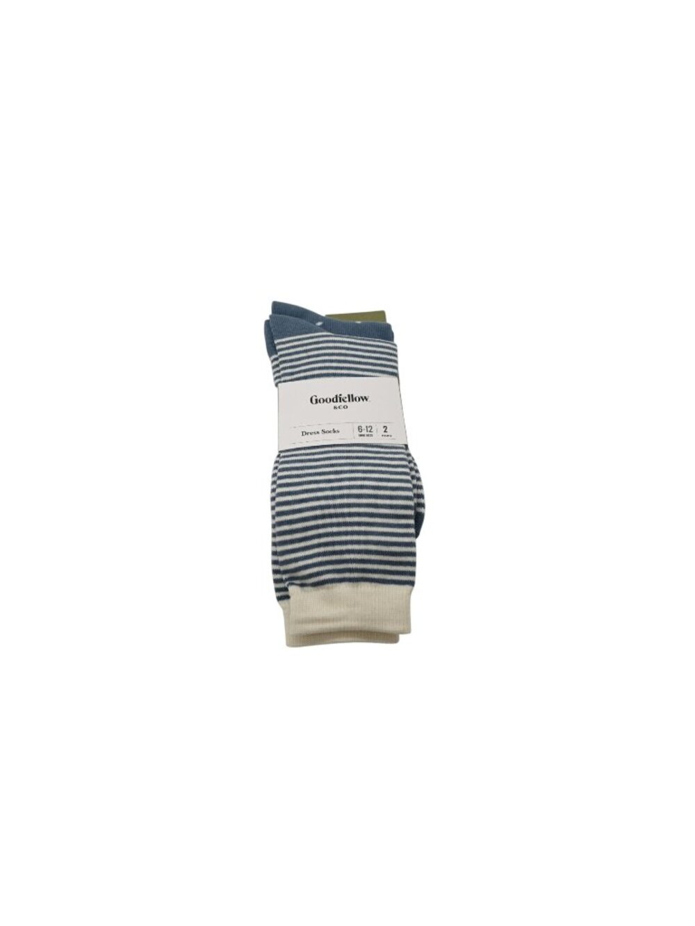 NIP Goodfellow Dress Socks 2 Pair Shoe Sz 6-12 Blue Striped Dot Hybrid Crew